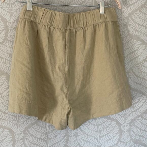 NWOT Melrose and Market Linen Blend Elastic Waist Drawstring Shorts Tan/Neutral - Picture 3 of 12